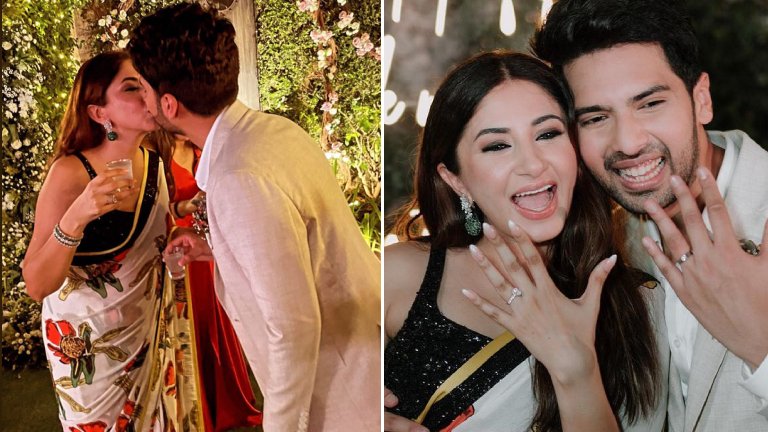 Armaan Malik and fiancé Aashna Shroff share a sweet kiss at their engagement ceremony
