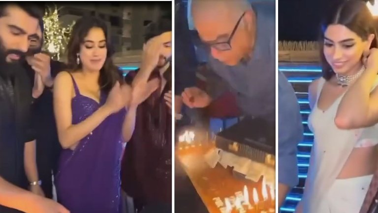 Janhvi Kapoor celebrates dad Boney Kapoor’s birthday with rumoured boyfriend Shikhar Pahariya; siblings Khushi and Arjun join