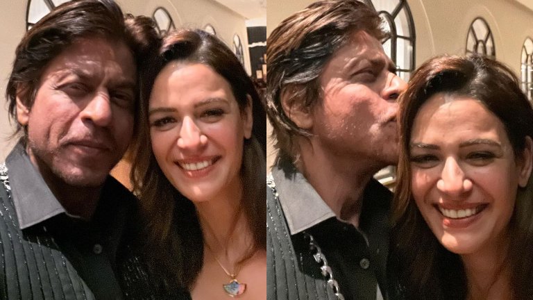 Shah Rukh Khan sweetly kisses Mona Singh, Fans spot Salman Khan at his birthday bash