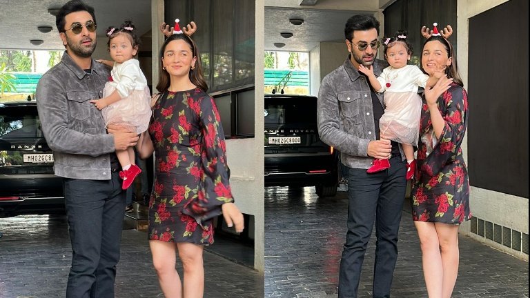 Ranbir Kapoor and Alia Bhatt make FIRST appearance with daughter Raha on Christmas