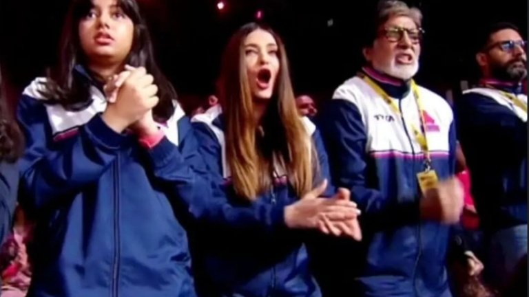 Aishwarya Rai Bachchan and Abhishek Bachchan put divorce rumours to rest again as they attend pro-kabbadi match, Amitabh Bachchan and Aaradhya join