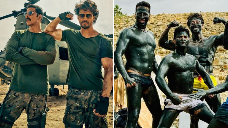 Akshay Kumar and Tiger Shroff give mud-terial to memers as they pose in underwear during Bade Miyan Chote Miyan schedule wrap