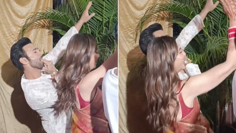 Pulkit Samrat and Kriti Kharbanda groove to dhol beats at their Griha Pravesh ceremony