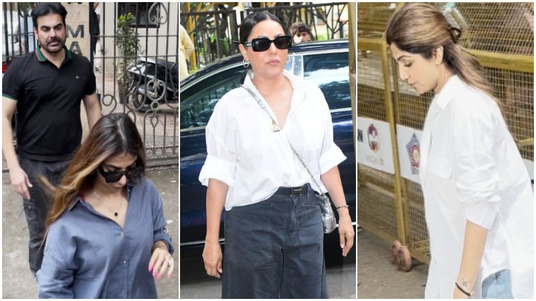 Arbaaz Khan arrives with wife Sshura Khan to meet Malaika Arora post her father funeral