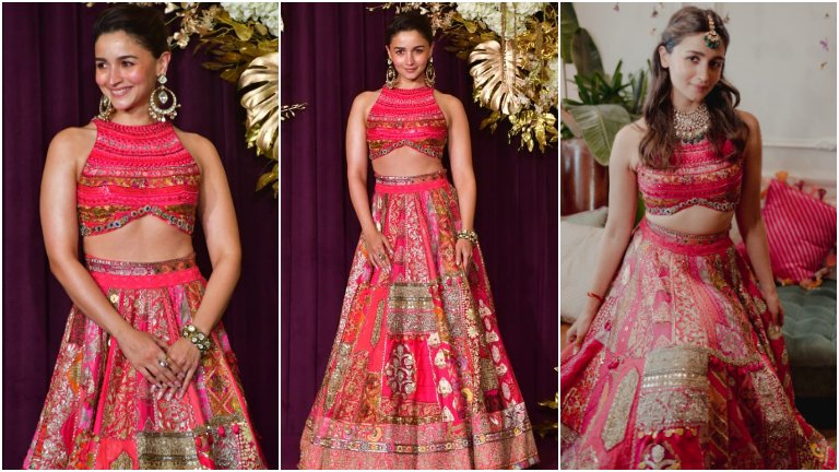 Alia Bhatt repeats her Mehendi ceremony pink lehenga for Manish Malhotra Diwali party