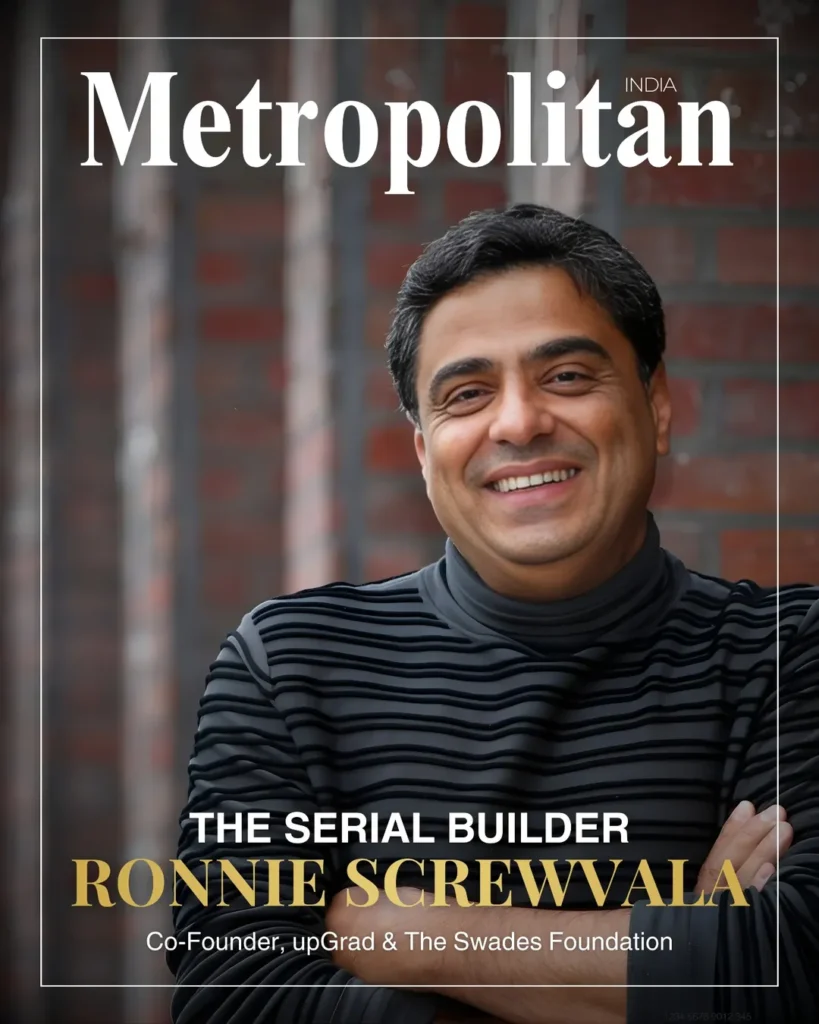 Metropolitan India collector cover featuring Ronnie Screwvala with the headline The Serial Builder.