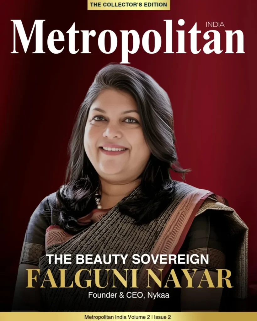 Metropolitan India collector cover featuring Falguni Nayar with the headline The Beauty Sovereign.