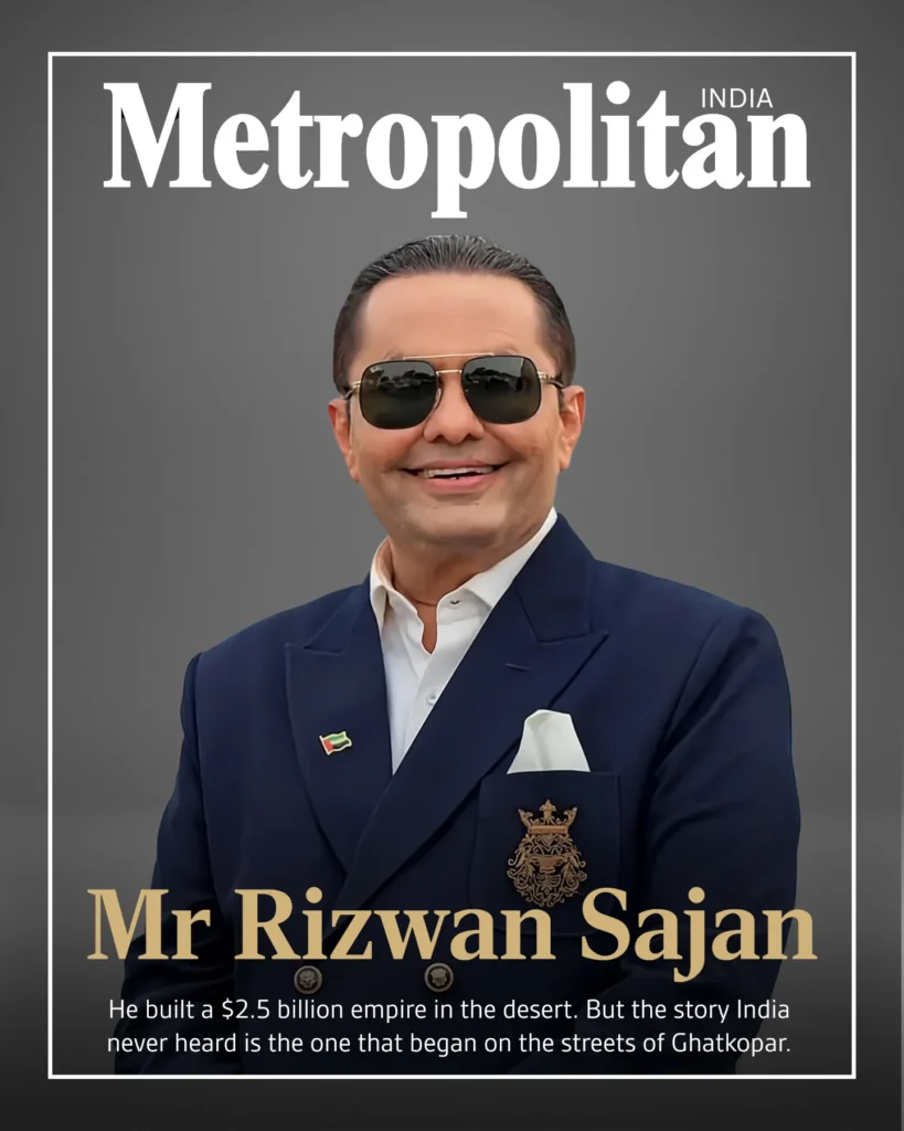 Metropolitan India collector cover featuring Rizwan Sajan in a navy suit with a story about building an enterprise in Dubai.